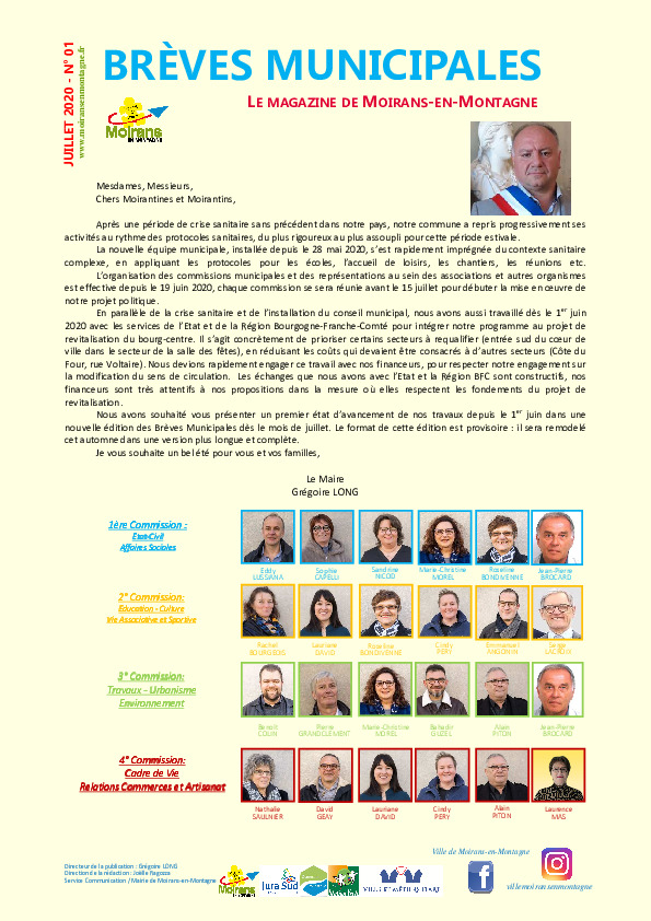 Aperçu du compte rendu du Bulletin municipal de Juillet 2020